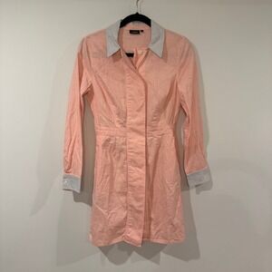 KATE SPADE Saturday Coral Mini Dress Long Sleeve Shirt Dress Size‎ 2